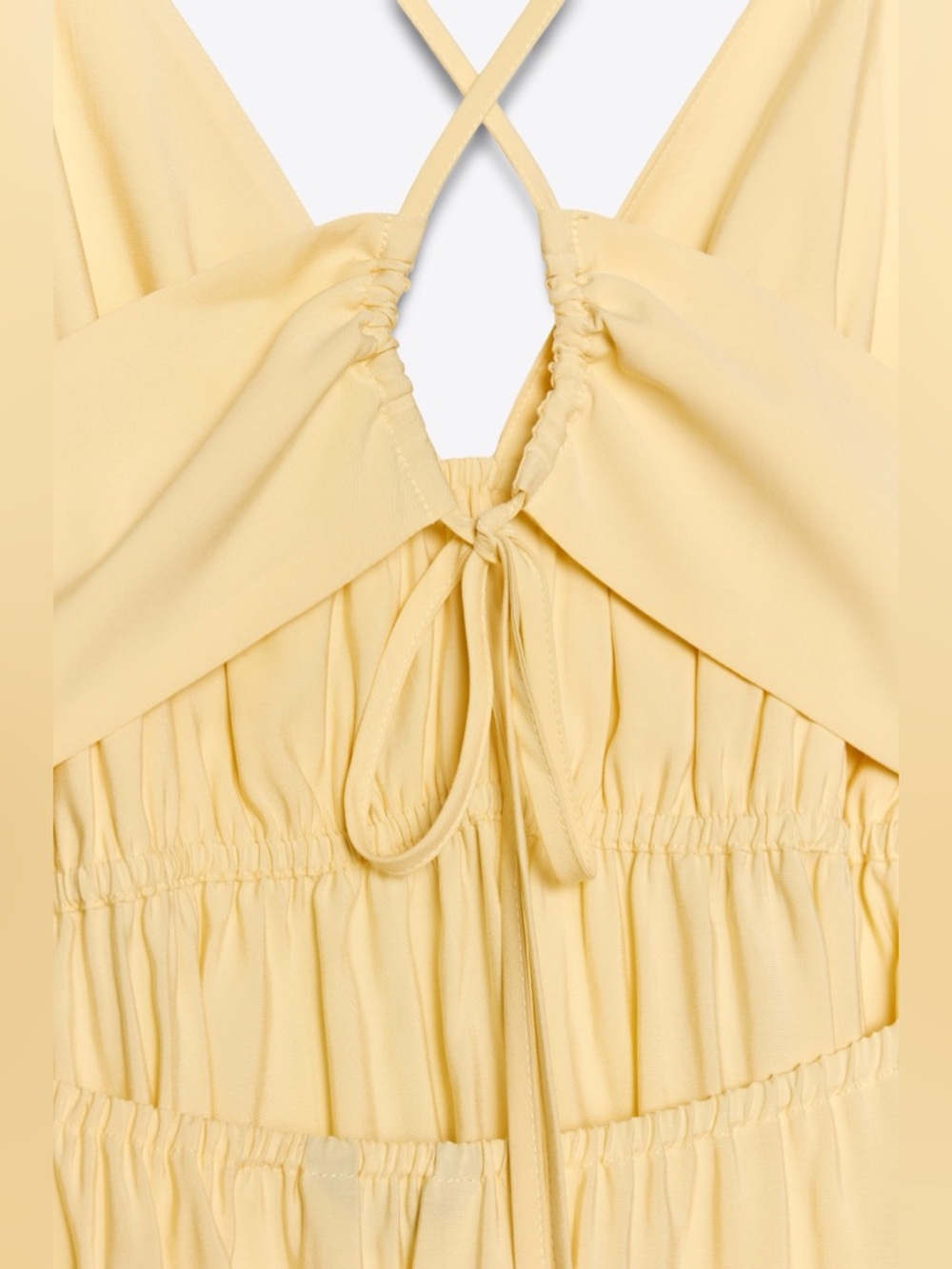 Zara Butter Yellow Bohemian Halter Cotton Maxi Dress - Picture 12 of 12